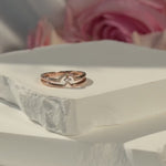 Diamond Curve Double Layer Band in Solid 14k Rose Gold
