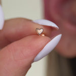 Minimalist Heart Flat Back Stud Earrings in Solid 14k Rose Gold