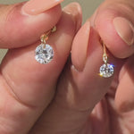 Yellow Gold Floating Gemstone Flat Back Drop Earring