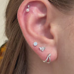 Gold Disc Flat Back Stud Earrings in Solid 14k White Gold