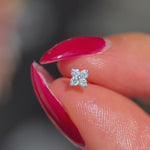 Diamond Four Petal Flower Flat Back Stud Earrings in Solid 14k Rose Gold