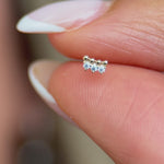 Triple CZ Beaded 14k Yellow Gold Stud Earring