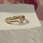 Diamond Curve Double Layer Band in Solid 14k Yellow Gold