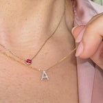White Gold Diamond Initial Charm Necklace