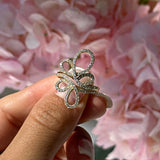 Abstract Diamond Flower Cocktail Ring