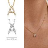 Yellow Gold Diamond Initial Charm Necklace