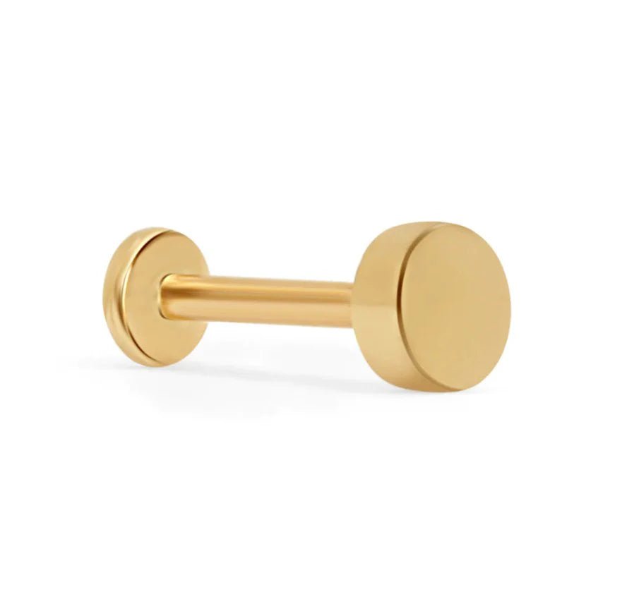 solid gold disc flat back stud earring