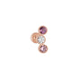 three gemstone stud earrings against a white background