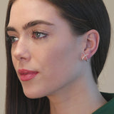Interlocking Diamond Illusion Huggie Earrings in Solid 14k White Gold