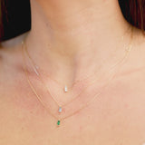 Clear Baguette Pendant Necklace in Solid 14k Yellow Gold