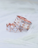 Mother of Pearl Clover Eternity Ring in Solid 14k Rose Gold
