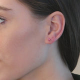 Pink Tourmaline Butterfly Stud Earrings in Solid 14k Rose Gold
