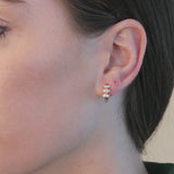 Floral Diamond Huggie Earrings in Solid 14k Gold