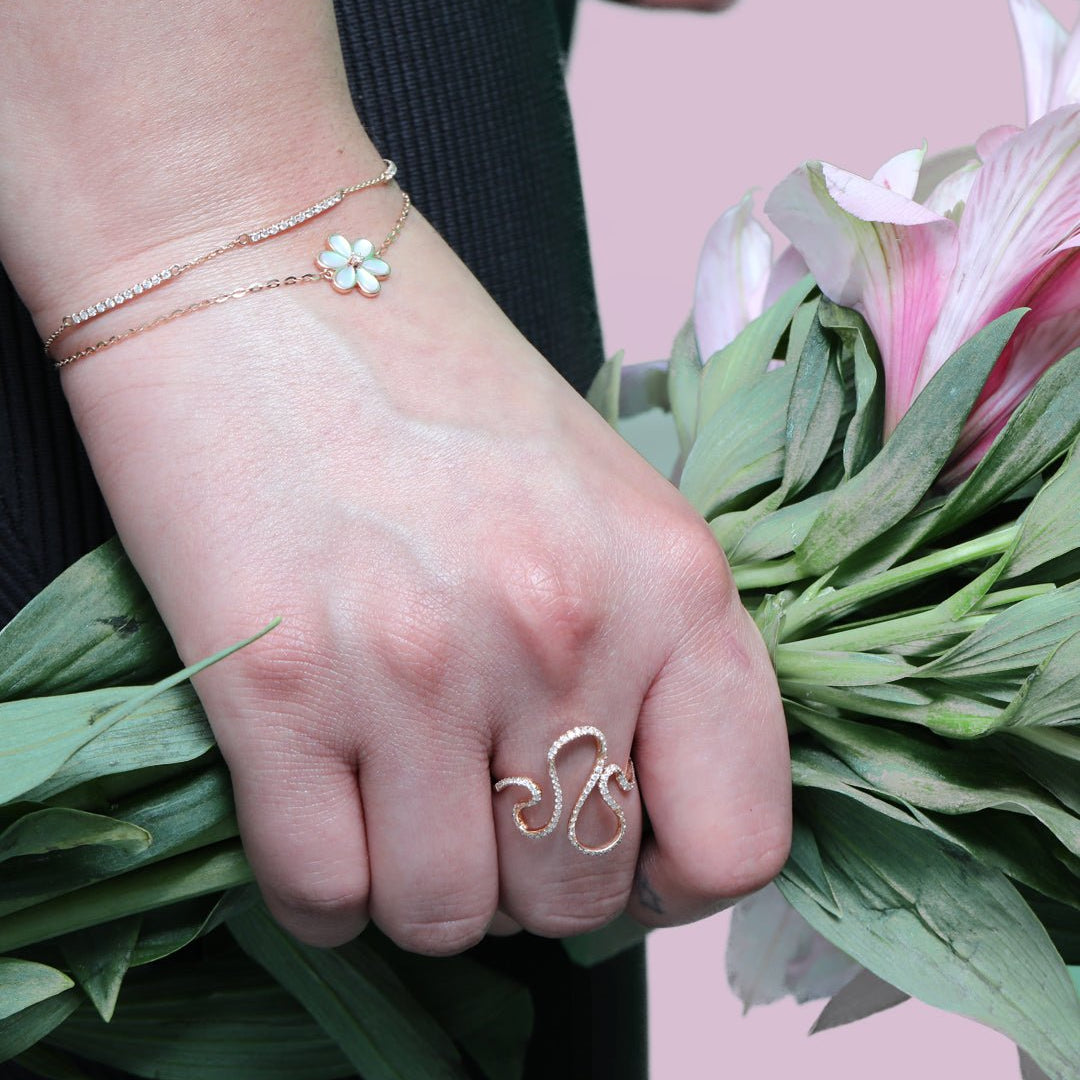 Mother of Pearl and Diamond Center Flower Station Bracelet Bracelets Estella Collection #product_description# 17224 14k Birthstone Birthstone Jewelry #tag4# #tag5# #tag6# #tag7# #tag8# #tag9# #tag10#