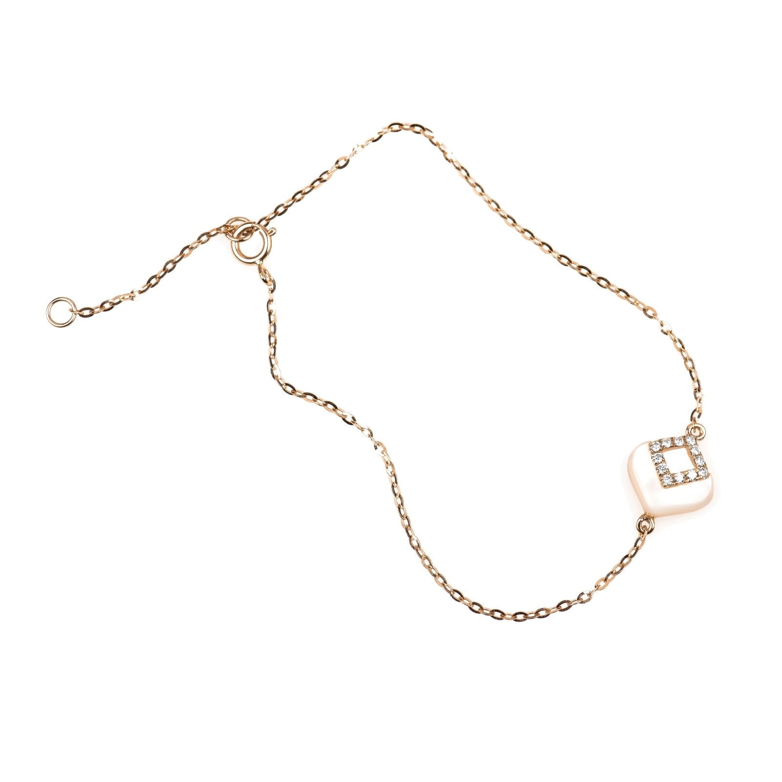 Mother of Pearl and Diamond Cutout Station Bracelet Bracelets Estella Collection 17218 14k Birthstone Chain Bracelets #tag4# #tag5# #tag6# #tag7# #tag8# #tag9# #tag10# 14K Rose Gold
