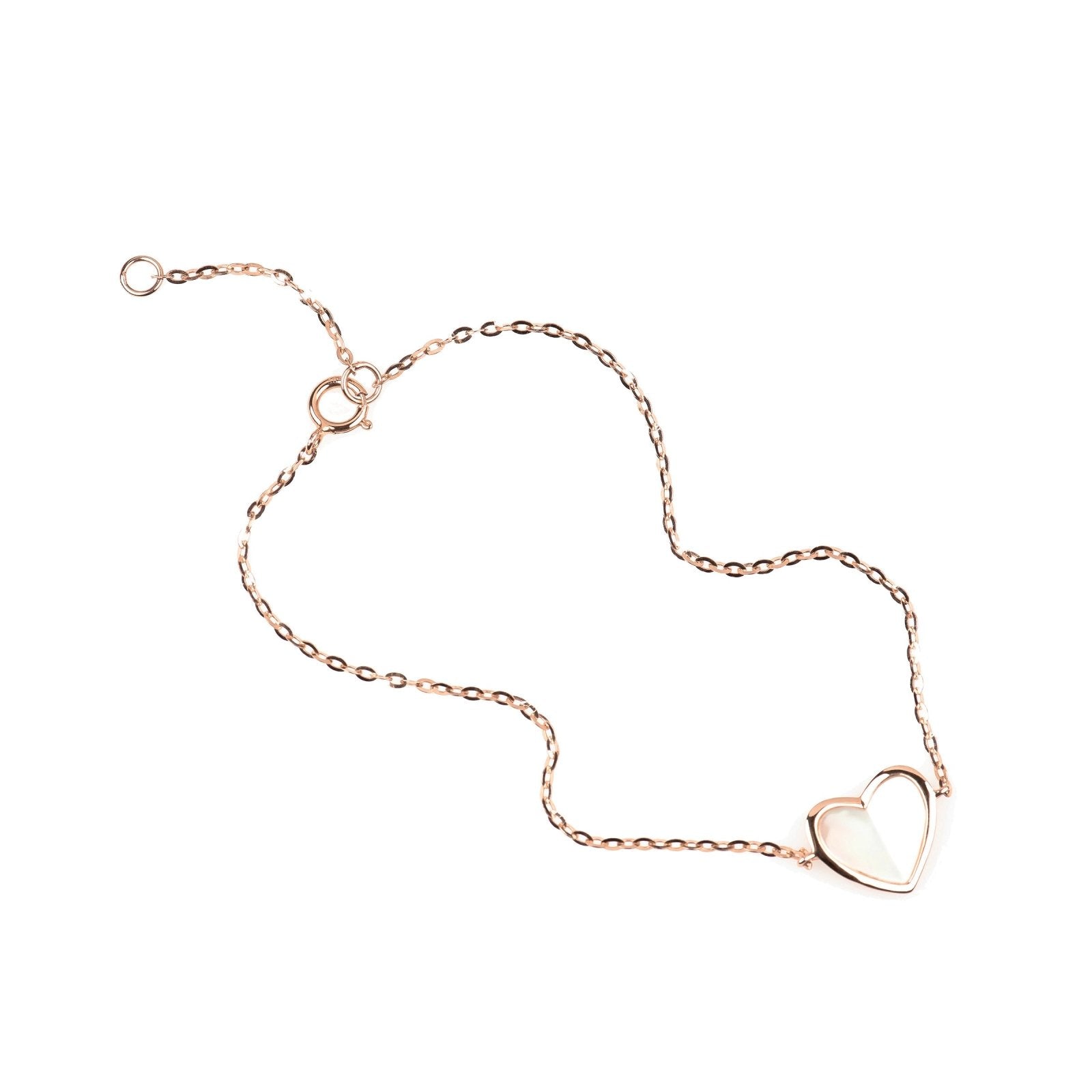 Mother of Pearl Heart Station Bracelet Bezel Bracelets Estella Collection 17221 14k Birthstone Chain Bracelets #tag4# #tag5# #tag6# #tag7# #tag8# #tag9# #tag10# 14K Rose Gold