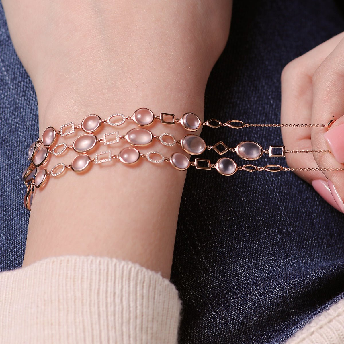 Rose Quartz and Geometric Diamond Link Bracelet Bracelets Estella Collection #product_description# 14k Bracelet Chain Bracelets #tag4# #tag5# #tag6# #tag7# #tag8# #tag9# #tag10#