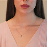 Emerald Teardrop Pendant Necklace in Solid 14k Yellow Gold