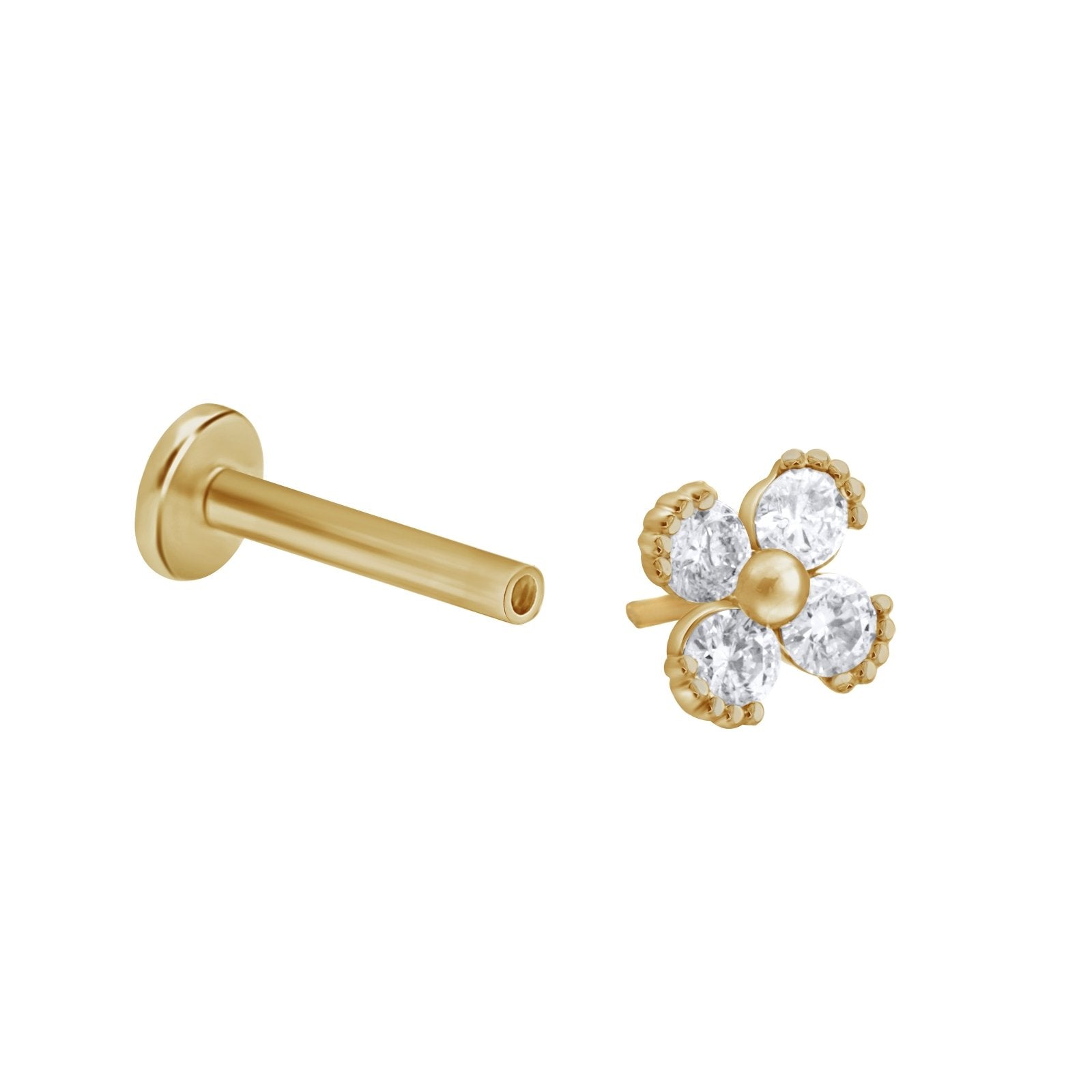 Beaded Diamond Four Petal Flower Flat Back Stud Earrings Estella Collection #product_description# 18382 14k Birthstone Cartilage Earring #tag4# #tag5# #tag6# #tag7# #tag8# #tag9# #tag10# 5MM
