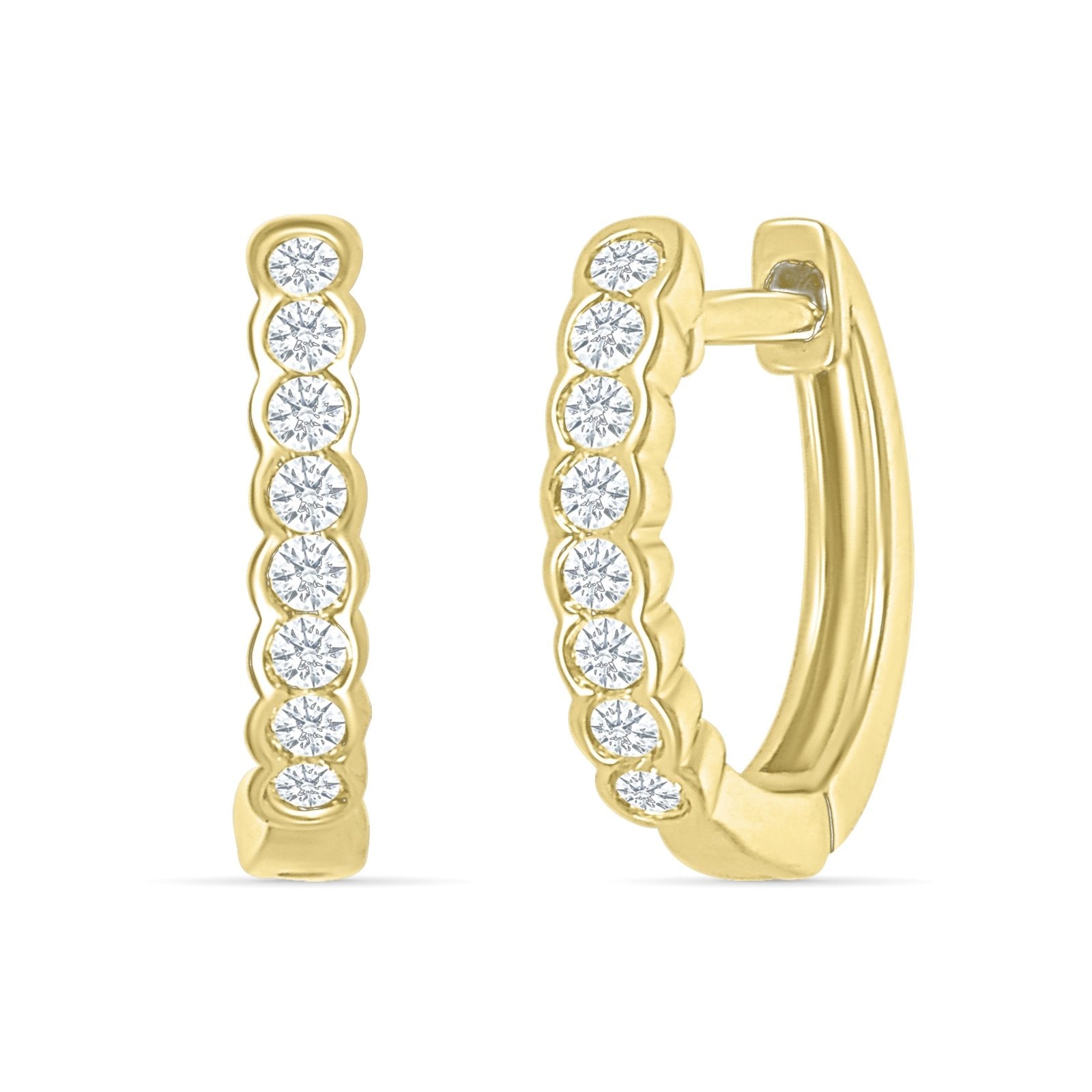 Bezel Set Diamond Hoop Earrings Earrings Estella Collection 32680 Diamond Made to Order Yellow Gold #tag4# #tag5# #tag6# #tag7# #tag8# #tag9# #tag10#