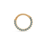 Blue Topaz Pavé Studded Eternity Clicker Single Hoop in Solid 14k Yellow Gold Earrings Estella Collection #product_description# 14k Birthstone Blue Gemstone #tag4# #tag5# #tag6# #tag7# #tag8# #tag9# #tag10#