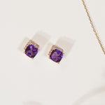 Cushion Cut Amethyst Studs with White Sapphire Pave Accent Earrings Estella Collection #product_description# 32660 Amethyst Colorless Gemstone Made to Order #tag4# #tag5# #tag6# #tag7# #tag8# #tag9# #tag10#