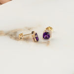 Cushion Cut Amethyst Studs with White Sapphire Pave Accent Earrings Estella Collection #product_description# 32660 Amethyst Colorless Gemstone Made to Order #tag4# #tag5# #tag6# #tag7# #tag8# #tag9# #tag10#
