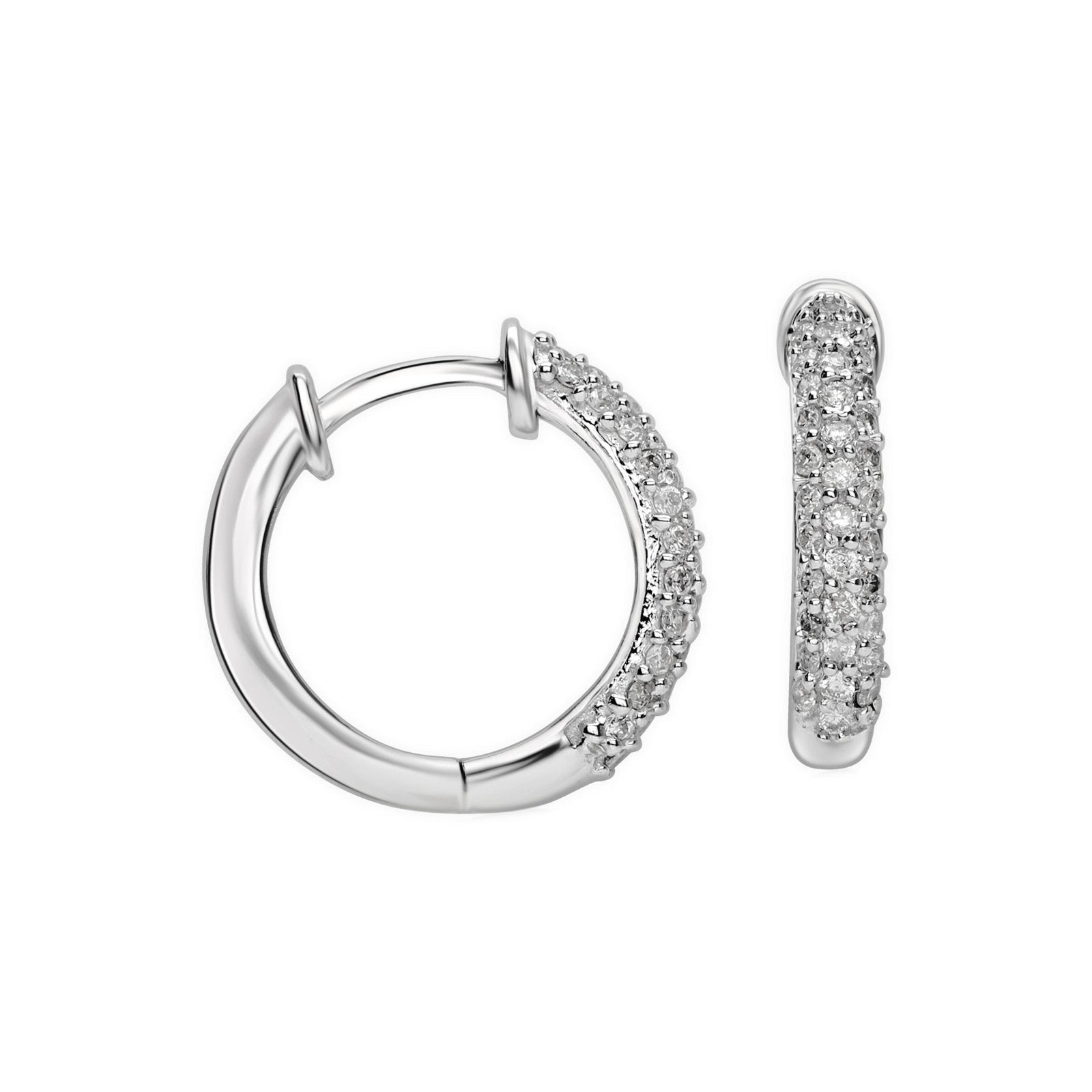 Diamond Dome Huggie Hoops in Solid 14k White Gold Earrings Estella Collection #product_description# 14k cartilage hoop Colorless Gemstone #tag4# #tag5# #tag6# #tag7# #tag8# #tag9# #tag10#