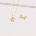 Diamond Pave Center with Five Gold Petal Flower Stud Earrings Earrings Estella Collection #product_description# 32673 10k April Birthstone Colorless Gemstone #tag4# #tag5# #tag6# #tag7# #tag8# #tag9# #tag10#