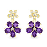 Double Flower Drop Stud Earrings in Amethyst and White Sapphire Earrings Estella Collection #product_description# 32670 10k Amethyst Birthstone #tag4# #tag5# #tag6# #tag7# #tag8# #tag9# #tag10#