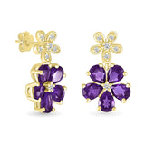 Double Flower Drop Stud Earrings in Amethyst and White Sapphire Earrings Estella Collection #product_description# 32670 10k Amethyst Birthstone #tag4# #tag5# #tag6# #tag7# #tag8# #tag9# #tag10#