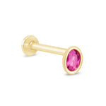 Oval Pink Ruby Flat Back Earring in Bezel Set Solid 14k Yellow Gold Earrings Estella Collection #product_description# 18315 14k Birthstone Birthstone Earrings #tag4# #tag5# #tag6# #tag7# #tag8# #tag9# #tag10# 5MM