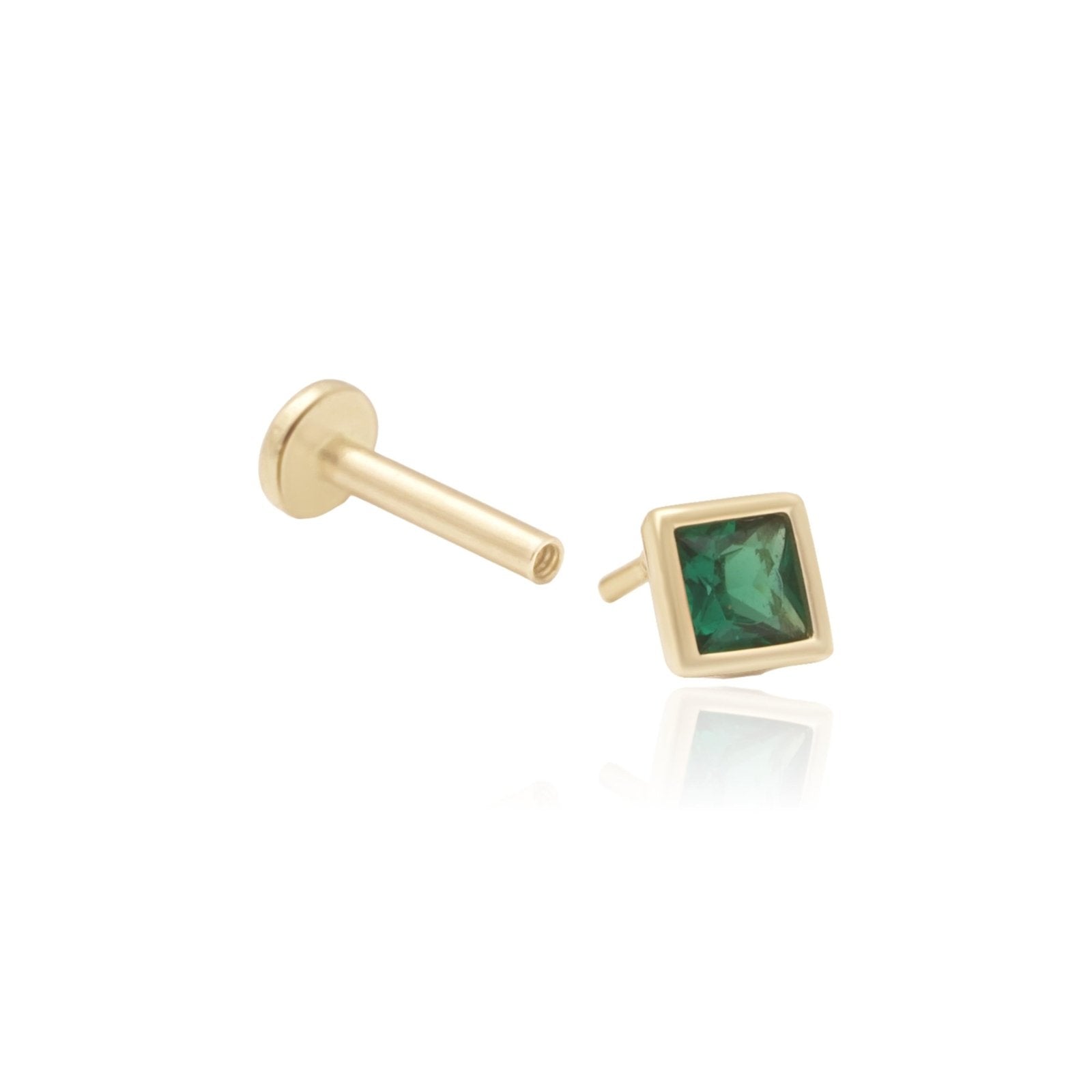 Princess Cut Emerald Flat Back Earring in Bezel Set Solid 14k Gold Earrings Estella Collection #product_description# 18316 14k Cartilage Earring Cartilage Earrings #tag4# #tag5# #tag6# #tag7# #tag8# #tag9# #tag10# 5MM
