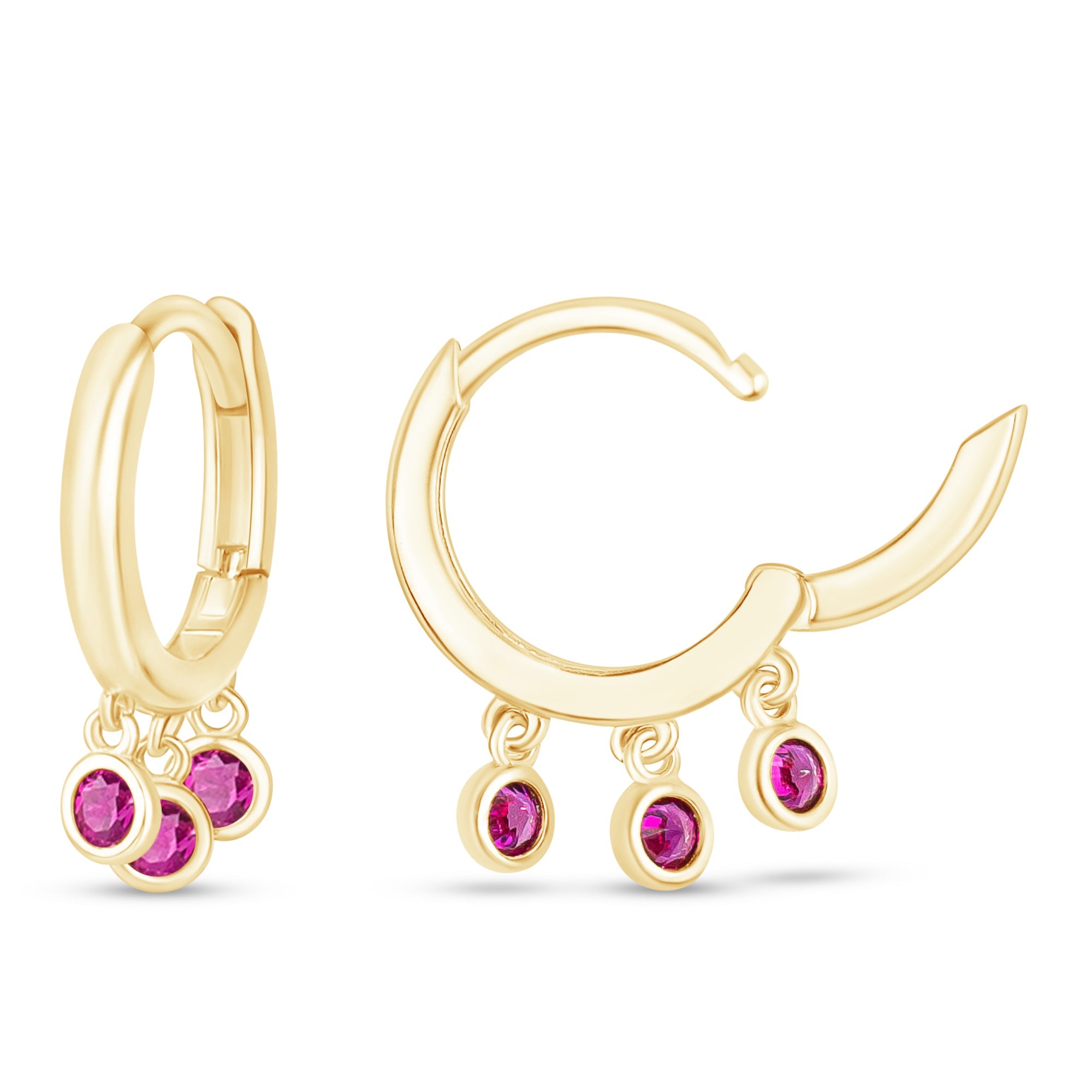 Ruby Charm Hoop Earrings Estella Collection #product_description# 18558 14k Birthstone cartilage hoop #tag4# #tag5# #tag6# #tag7# #tag8# #tag9# #tag10#