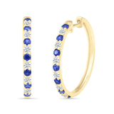 Alternating Blue and White Sapphire Hoop Earrings Earrings Estella Collection 32675 10k Birthstone blue #tag4# #tag5# #tag6# #tag7# #tag8# #tag9# #tag10#