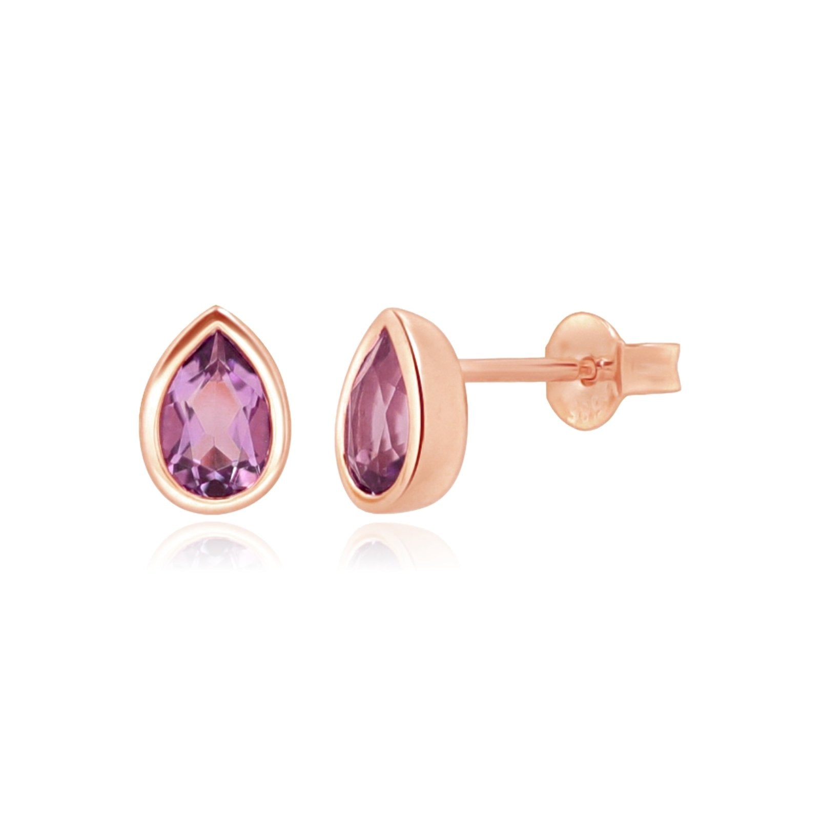 Amethyst Teardrop Earrings Bezel Earrings Estella Collection 17610 14k Amethyst Birthstone #tag4# #tag5# #tag6# #tag7# #tag8# #tag9# #tag10# 14K Rose Gold