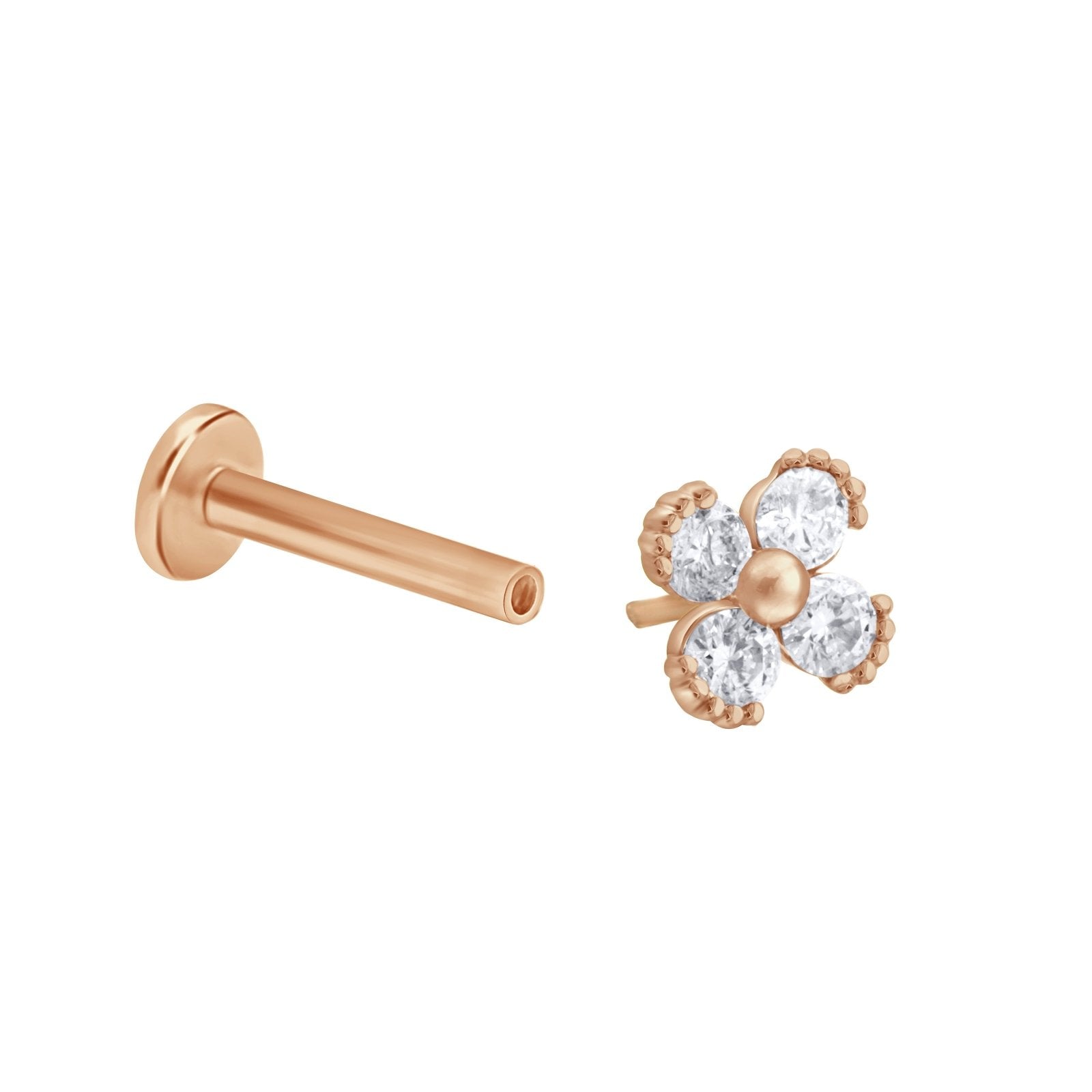 Beaded Diamond Four Petal Flower Flat Back Stud Earrings Estella Collection #product_description# 17925 14k Birthstone Cartilage Earring #tag4# #tag5# #tag6# #tag7# #tag8# #tag9# #tag10# 5MM