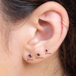 Bezel Set Pink Ruby Flat Back Stud Earrings Estella Collection 18300 14k Birthstone Earrings #tag4# #tag5# #tag6# #tag7# #tag8# #tag9# #tag10# 14K Yellow Gold Single (2MM) 5MM