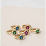 Bezel Set Ruby Huggie in 14k Gold Earrings Estella Collection 18369 14k Birthstone cartilage hoop #tag4# #tag5# #tag6# #tag7# #tag8# #tag9# #tag10# 6mm