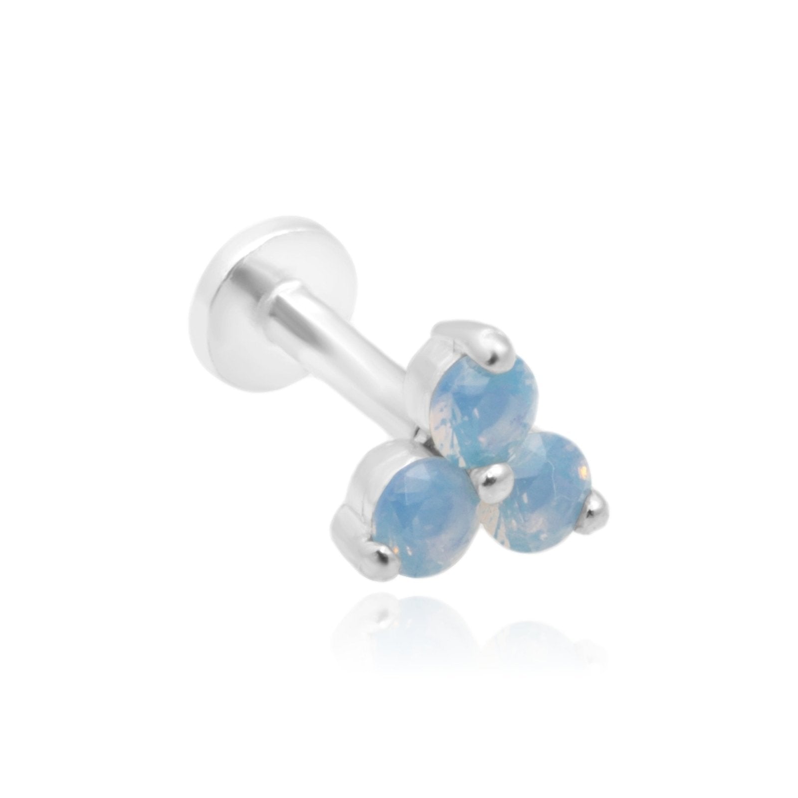 Blue Opal Trinity Cluster Flat Back Stud Earrings Estella Collection 18326 14k Birthstone Birthstone Earrings #tag4# #tag5# #tag6# #tag7# #tag8# #tag9# #tag10# 14K White Gold 5MM