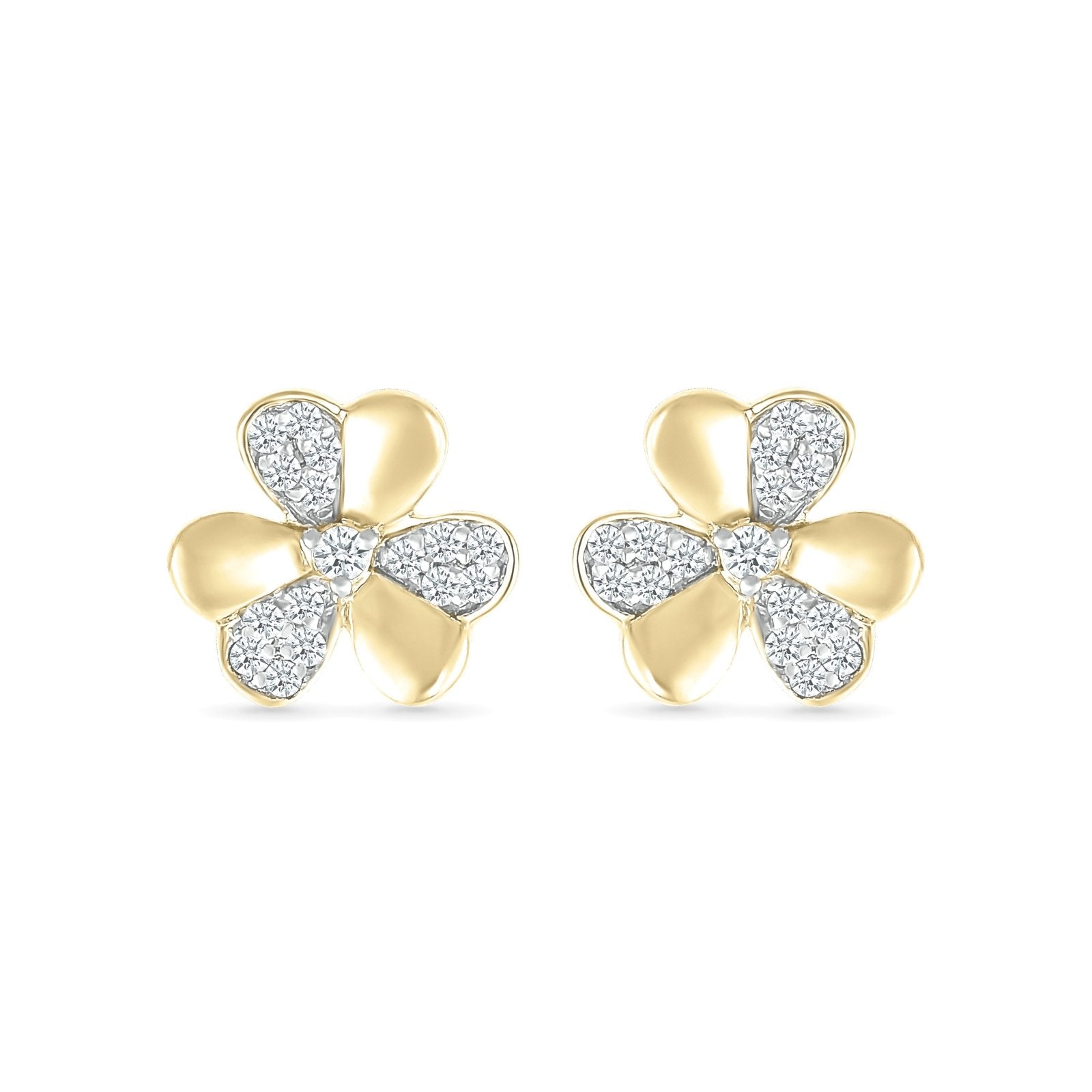 Diamond 3 Petal Lucky Clover Stud Earrings Earrings Estella Collection 32672 10k April Birthstone Colorless Gemstone #tag4# #tag5# #tag6# #tag7# #tag8# #tag9# #tag10#