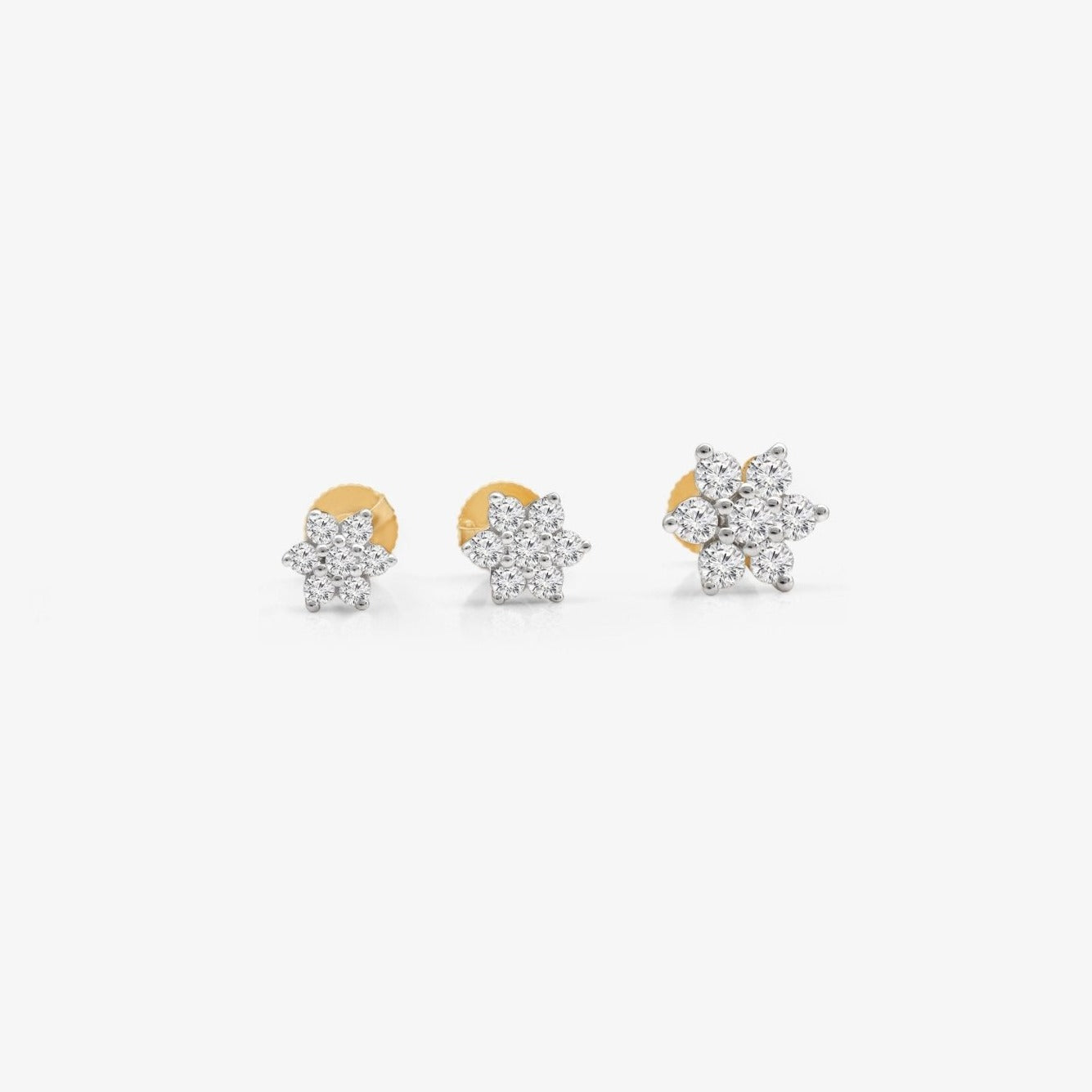 Diamond Flower Screw Back Earring Earrings Estella Collection 18046 14k April Birthstone Birthstone #tag4# #tag5# #tag6# #tag7# #tag8# #tag9# #tag10# 14K Yellow Gold 0.16ct