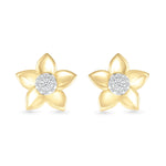 Diamond Pave Center with Five Gold Petal Flower Stud Earrings Earrings Estella Collection #product_description# 32673 10k April Birthstone Colorless Gemstone #tag4# #tag5# #tag6# #tag7# #tag8# #tag9# #tag10#