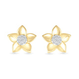 Diamond Pave Center with Five Gold Petal Flower Stud Earrings Earrings Estella Collection 32673 10k April Birthstone Colorless Gemstone #tag4# #tag5# #tag6# #tag7# #tag8# #tag9# #tag10#