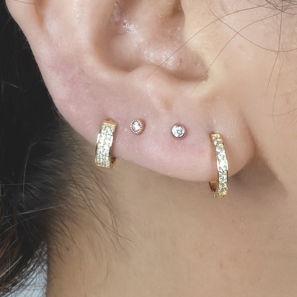 Double Row Pavé Huggie Earring Earrings Estella Collection #product_description# cartilage hoop Colorless Gemstone Cubic Zirconia #tag4# #tag5# #tag6# #tag7# #tag8# #tag9# #tag10#