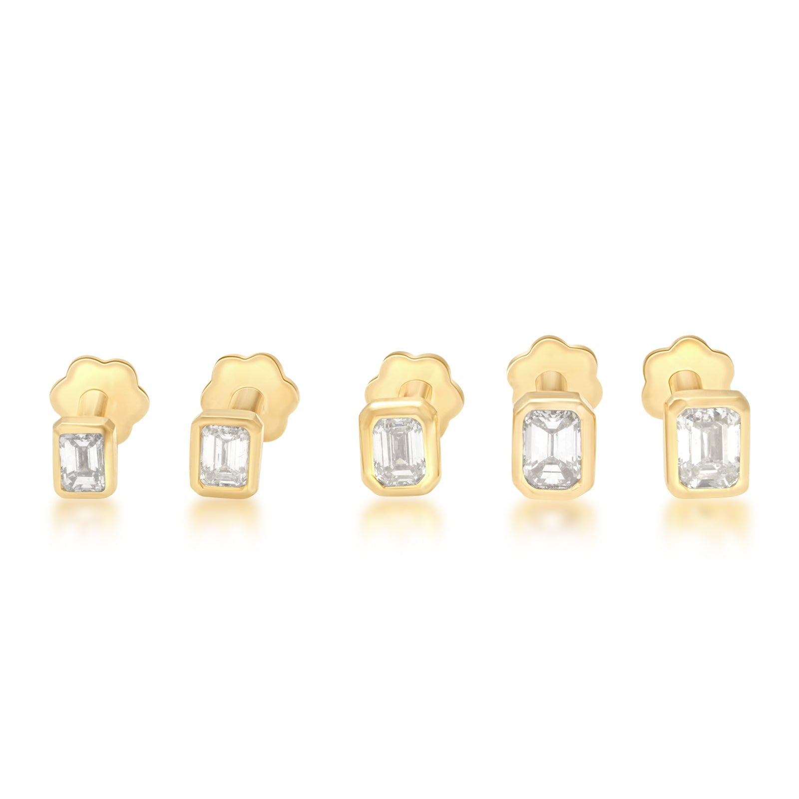 Yellow Gold Emerald Cut Diamond Flat Back Earring – Estella Collection