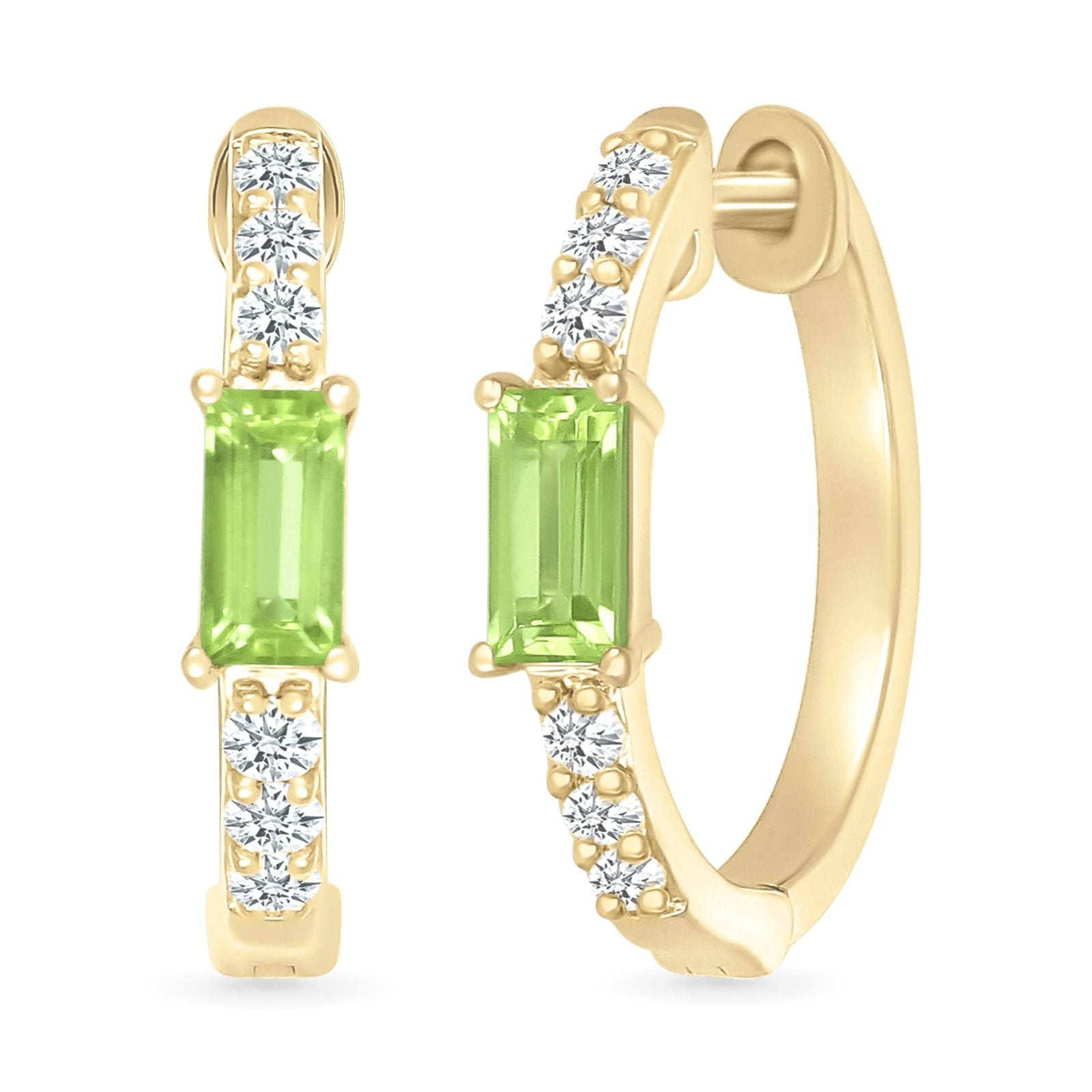 Emerald Shaped Peridot and White Sapphire Hoop Earrings Earrings Estella Collection 32677 10k Birthstone Birthstone Jewelry #tag4# #tag5# #tag6# #tag7# #tag8# #tag9# #tag10#