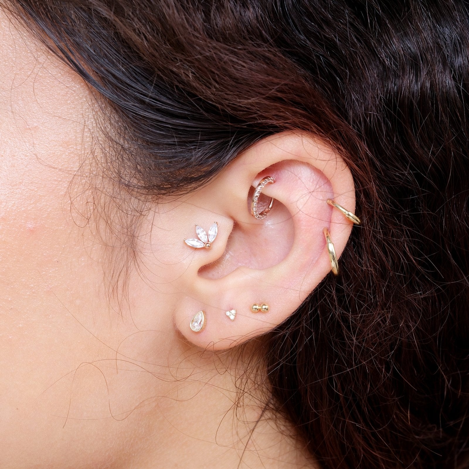 Diamond Constellation Ear Climber Flat Back Earring - Estella Collection