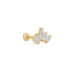 Marquise Cut 5-Petal Lotus Flat Back Stud Earrings Estella Collection 17875 14k Colorless Gemstone Cubic Zirconia #tag4# #tag5# #tag6# #tag7# #tag8# #tag9# #tag10# 14K Yellow Gold Single 5MM
