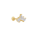 Marquise Cut 5-Petal Lotus Flat Back Stud Earrings Estella Collection 17875 14k Colorless Gemstone Cubic Zirconia #tag4# #tag5# #tag6# #tag7# #tag8# #tag9# #tag10# 14K Yellow Gold Single 5MM